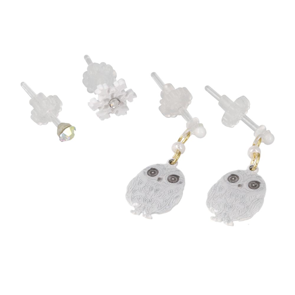 White Owl Mix and Match Plastic Earrings