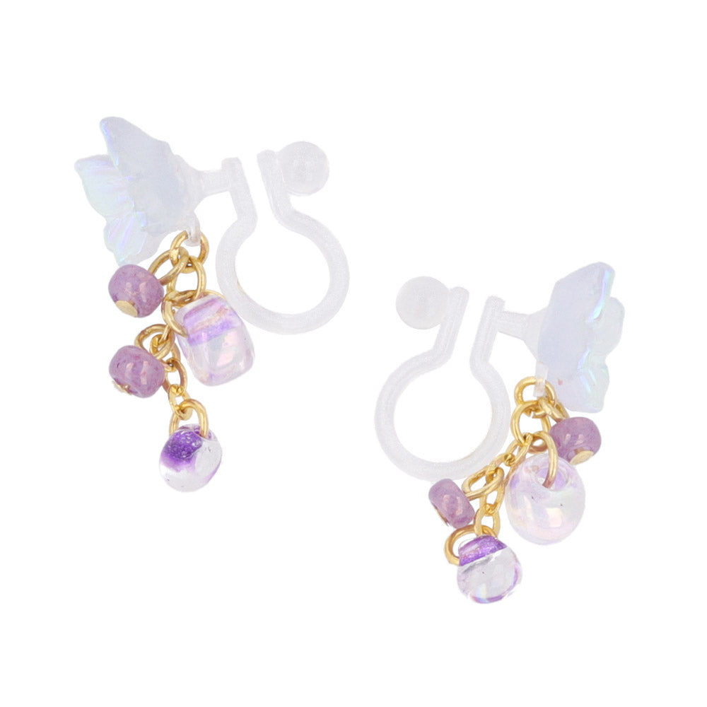 Iridescent Butterfly Cluster Drop Invisible Clip Ons