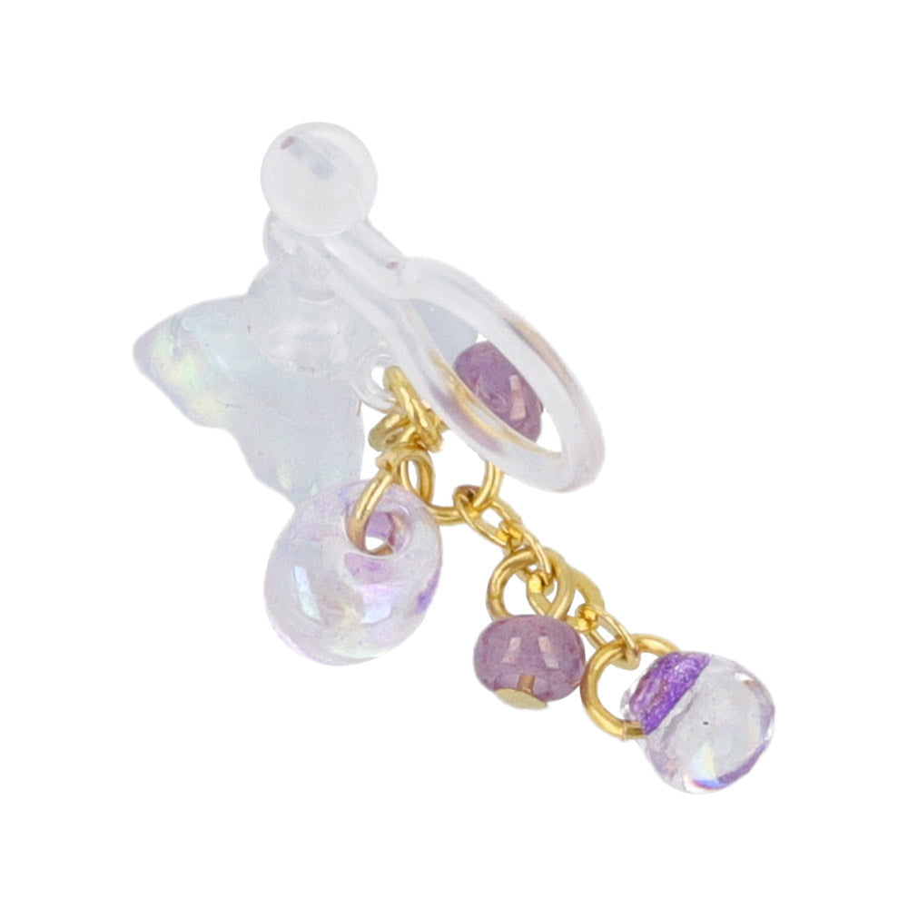 Iridescent Butterfly Cluster Drop Invisible Clip Ons