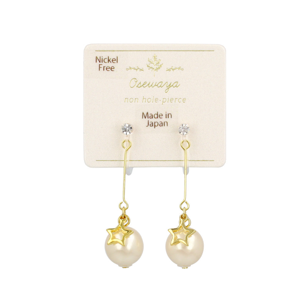 Star and Pearl Drop Invisible Clip Ons