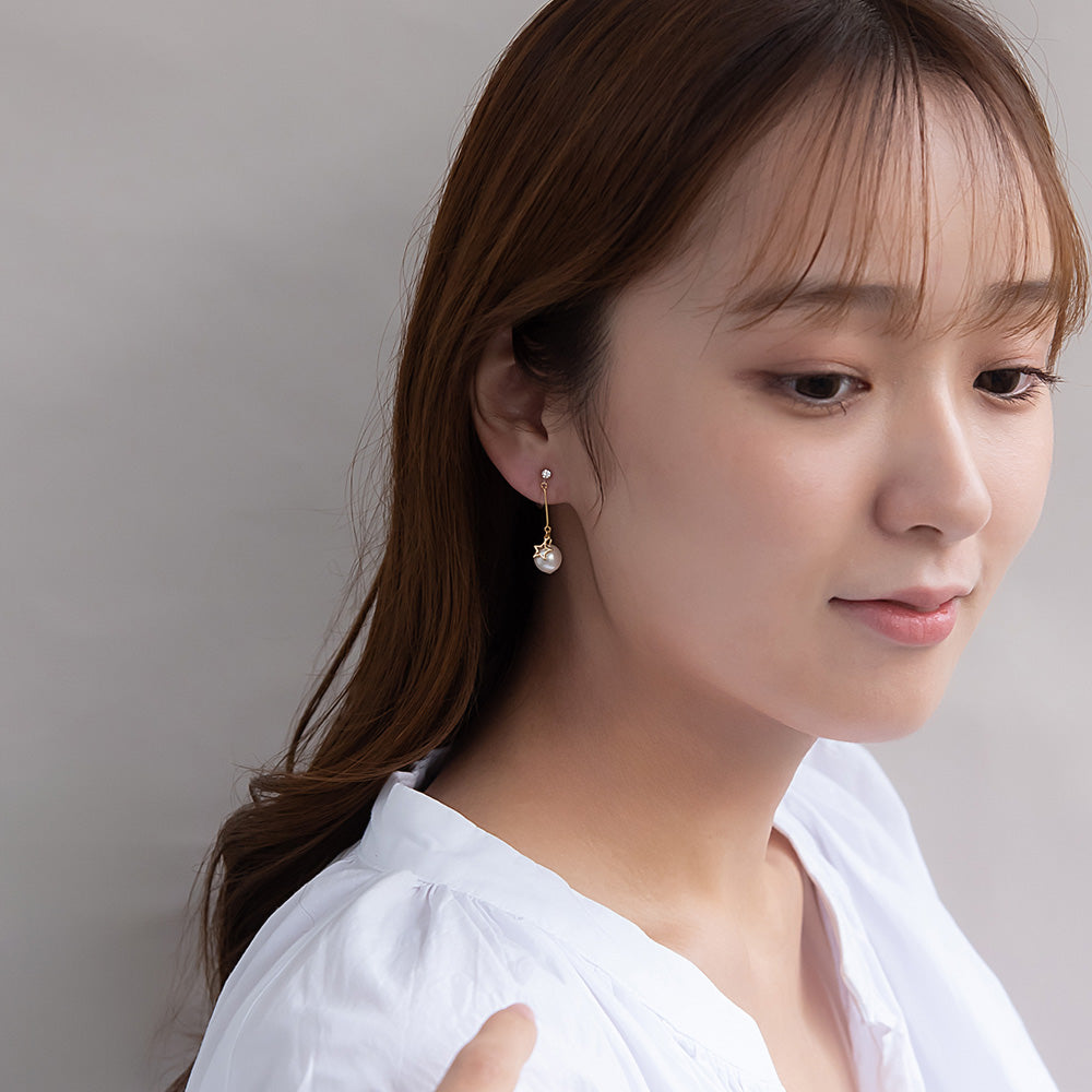 Star and Pearl Drop Invisible Clip Ons