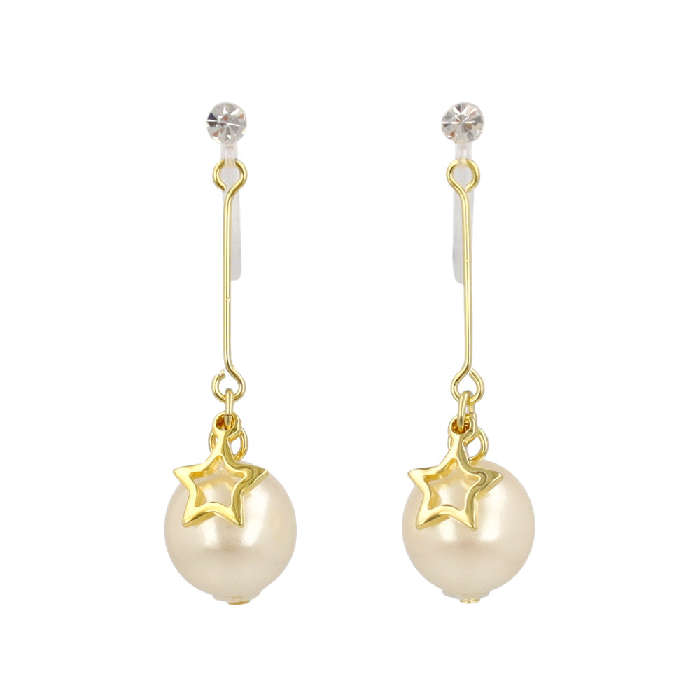 Star and Pearl Drop Invisible Clip Ons