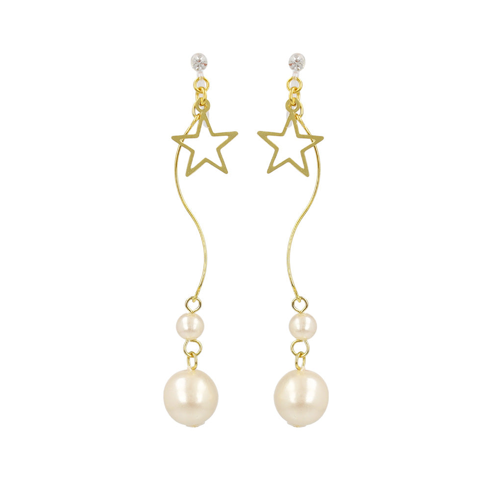 Star and Pearl Drop Invisible Clip Ons