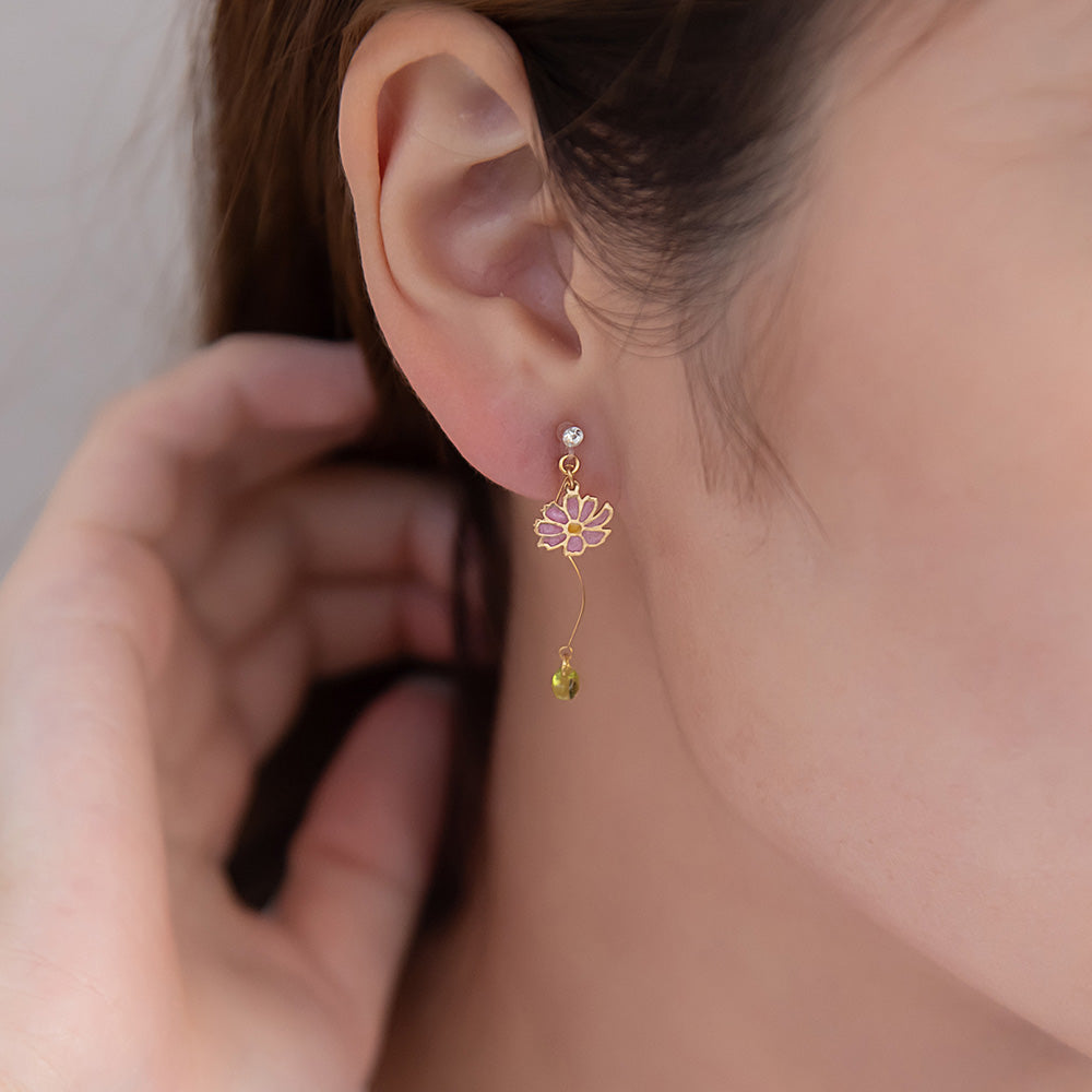 Cat and Flower Invisible Clip On Earrings