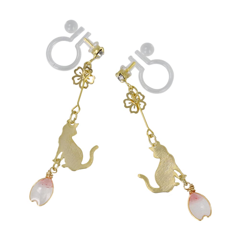 Cat and Sakura Linear Invisible Clip Ons