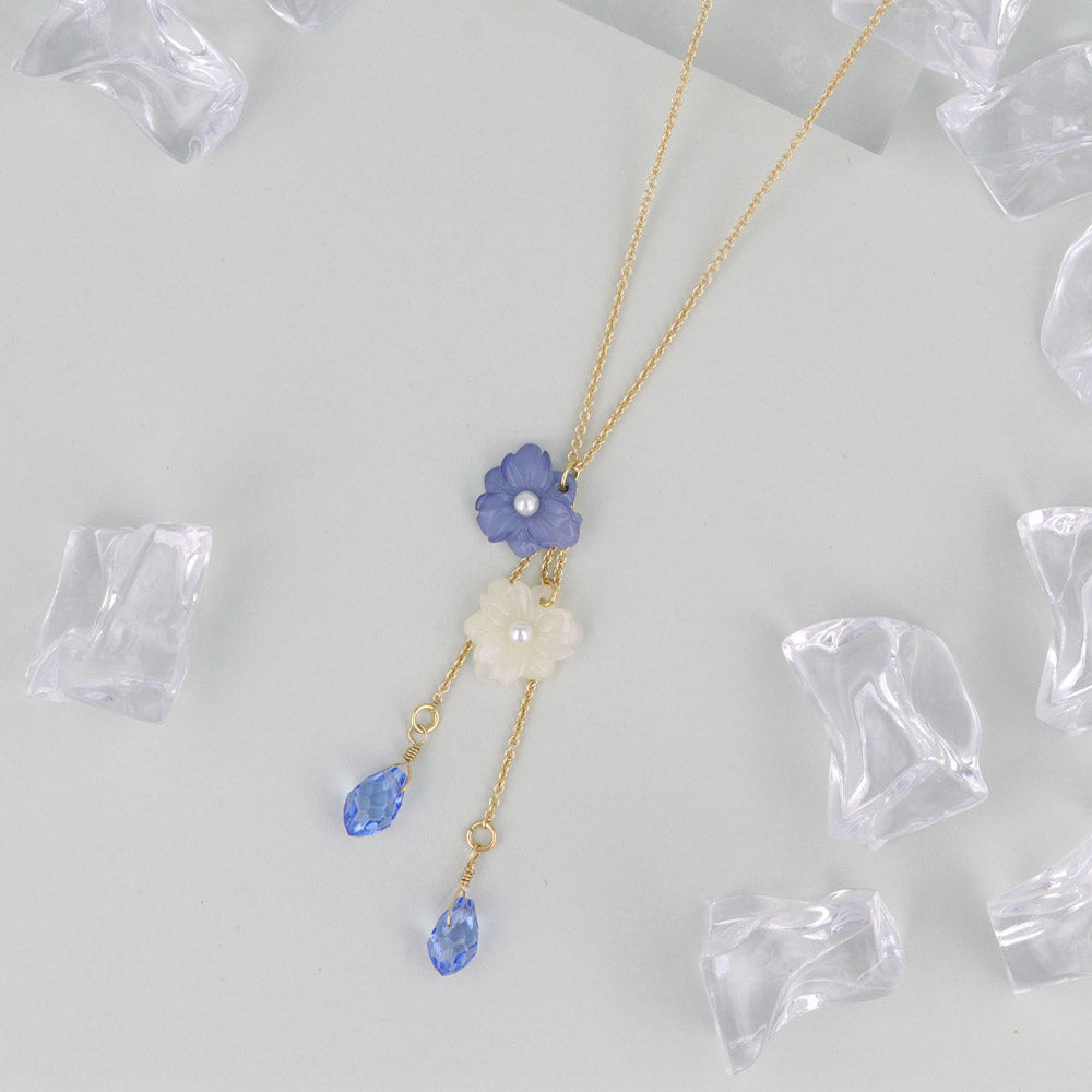 Mini Nemophila Layered Charm Necklace - osewaya