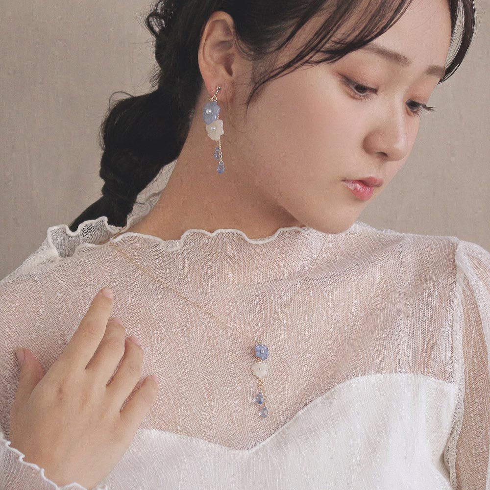 Mini Nemophila Layered Charm Necklace