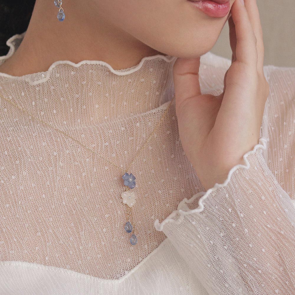 Mini Nemophila Layered Charm Necklace