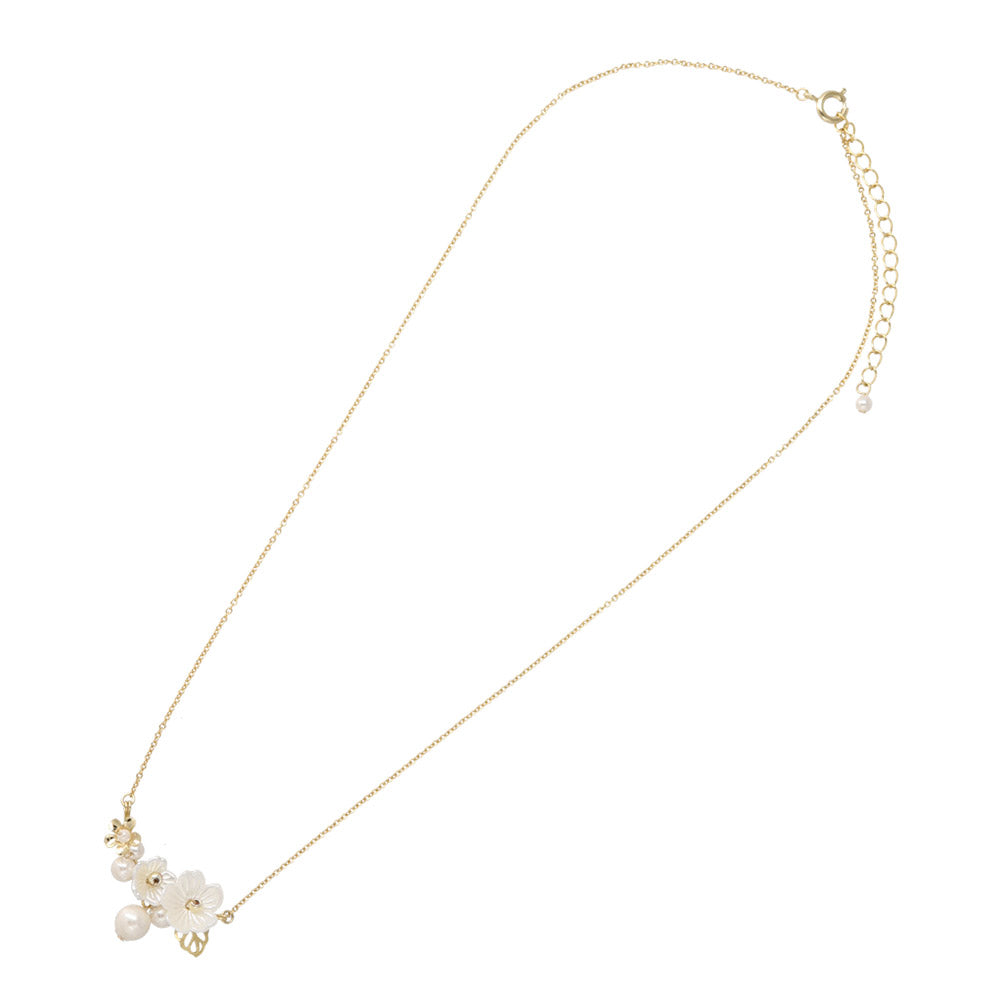 White Flower Cluster Necklace