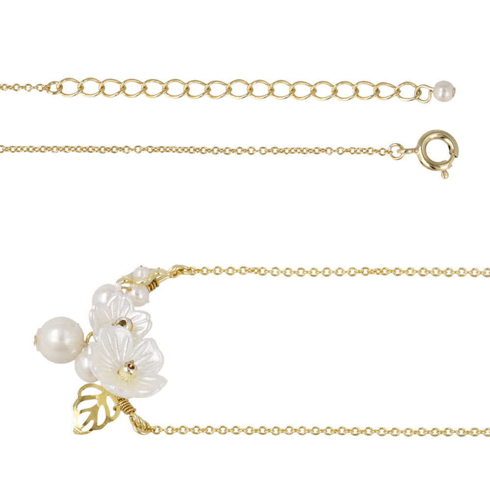White Flower Cluster Necklace