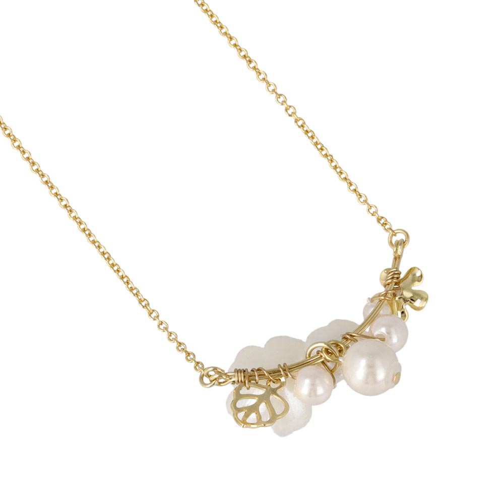 White Flower Cluster Necklace