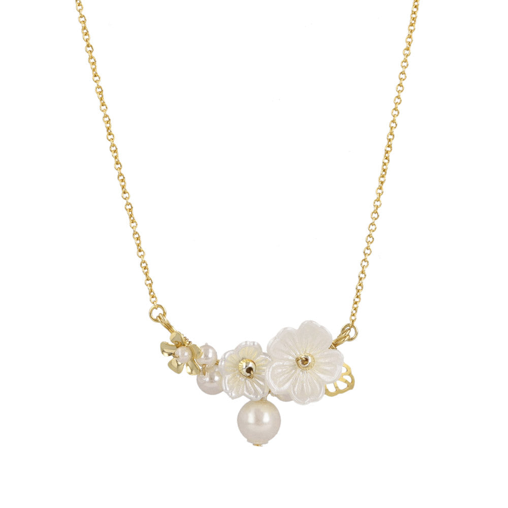 White Flower Cluster Necklace