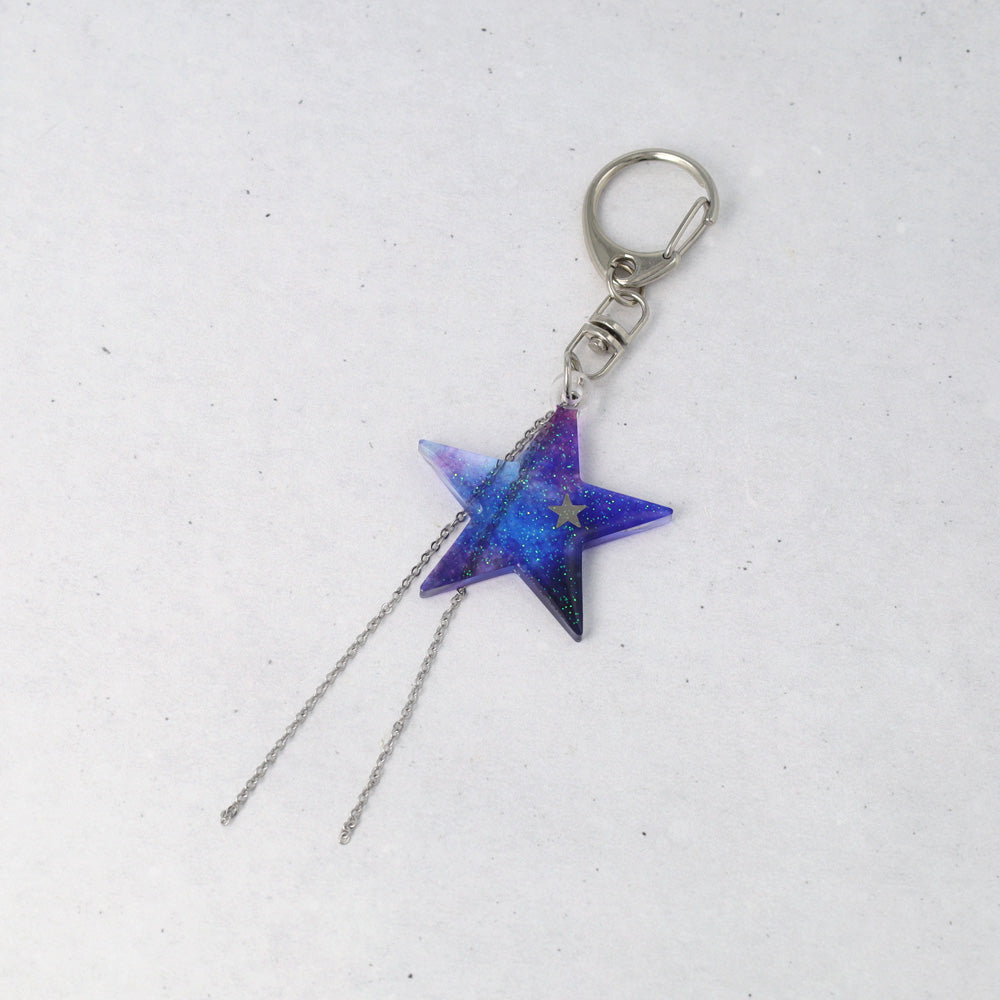 Cosmic Blue Star Keyring