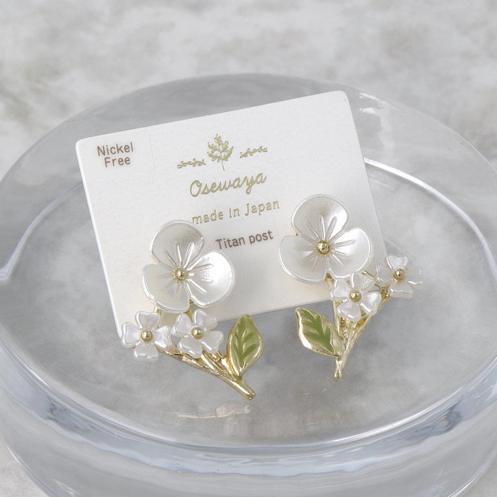 Pearlescent White Flower Earrings