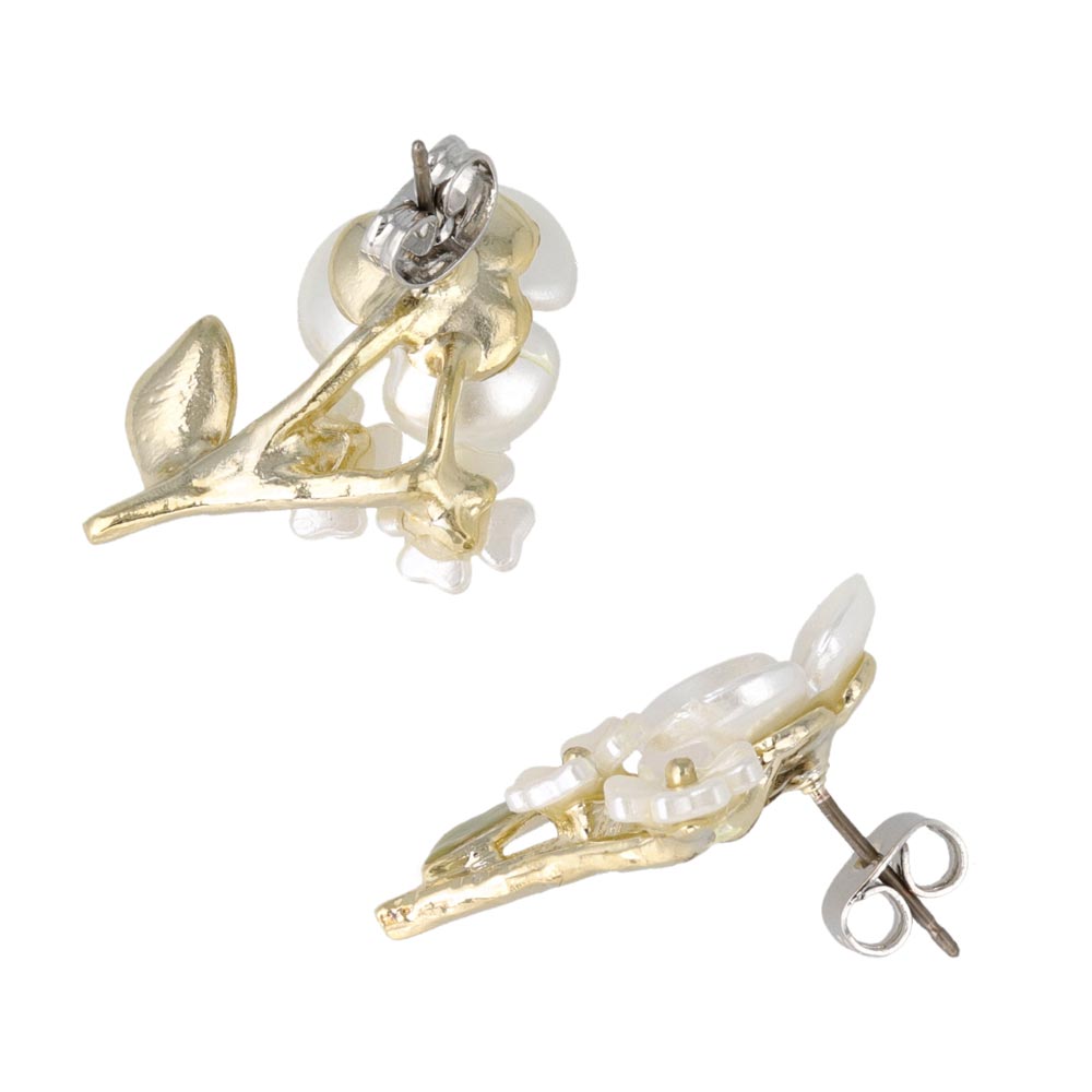 Pearlescent White Flower Earrings