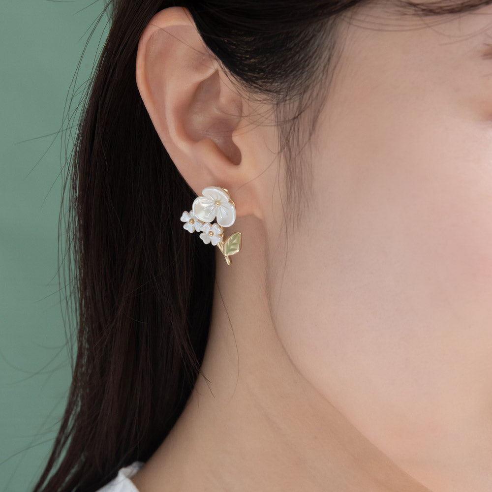 Pearlescent White Flower Earrings