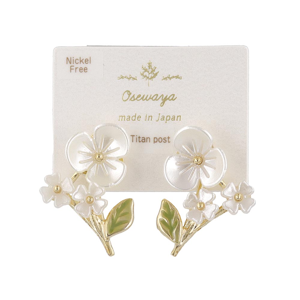 Pearlescent White Flower Earrings