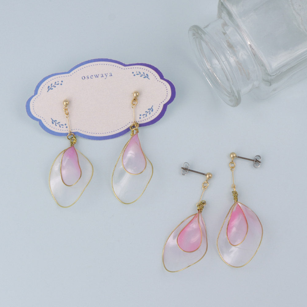 Clear Petal Drop Earrings - osewaya