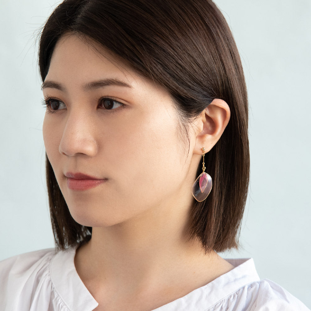 Clear Petal Drop Earrings