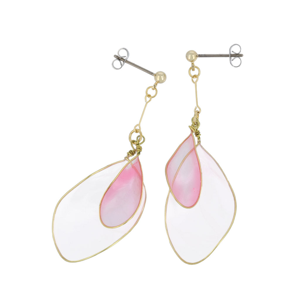 Clear Petal Drop Earrings