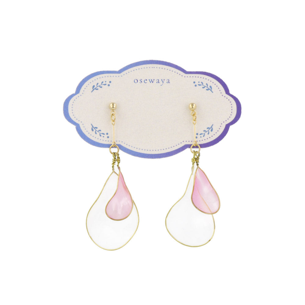 Clear Petal Drop Earrings