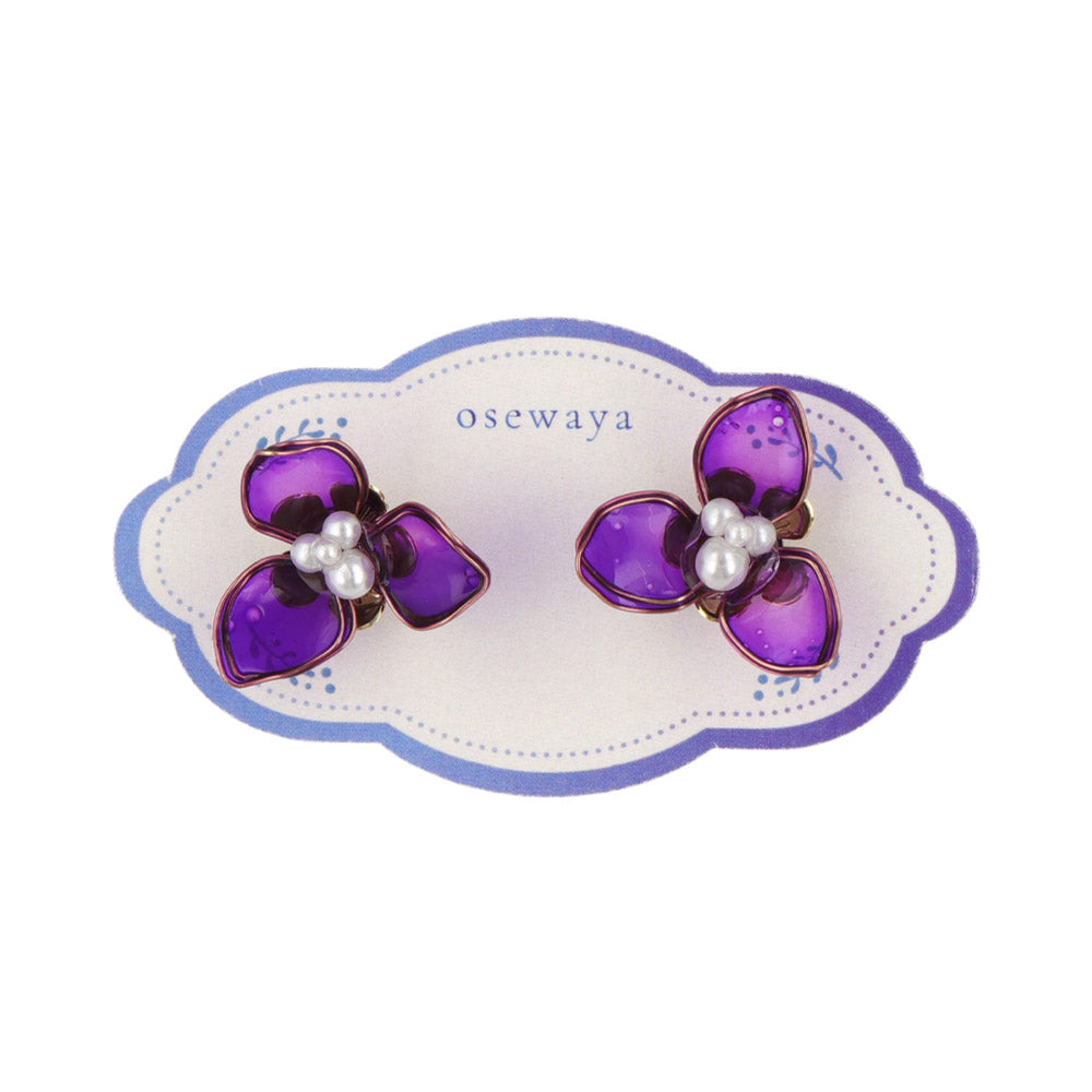 Clear Flower Pearl Cluster Studs