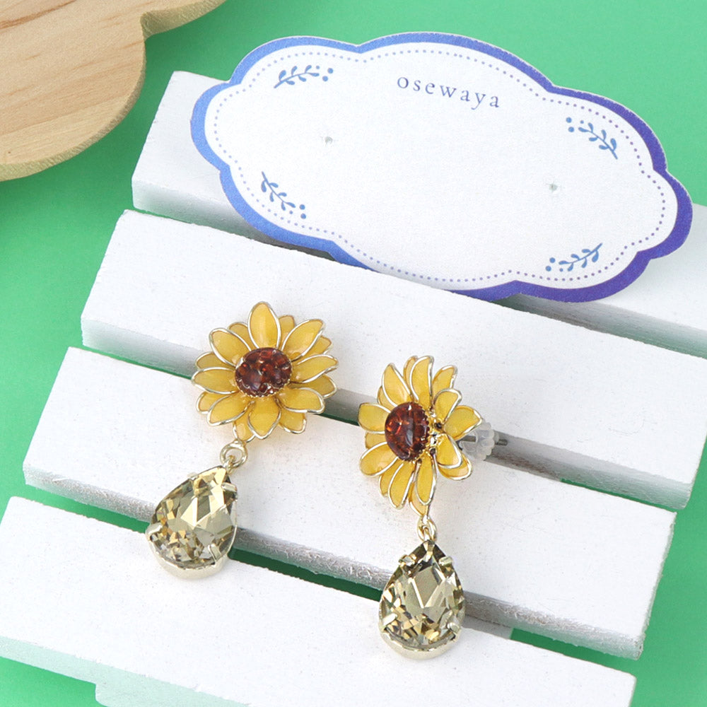 Sunflower and Teardrop Earrings
