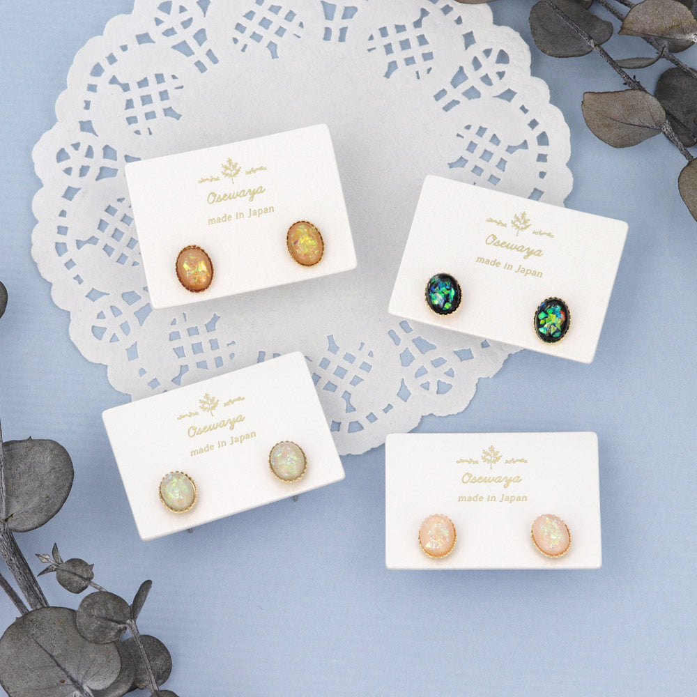 Oval Iridescent Stone Studs