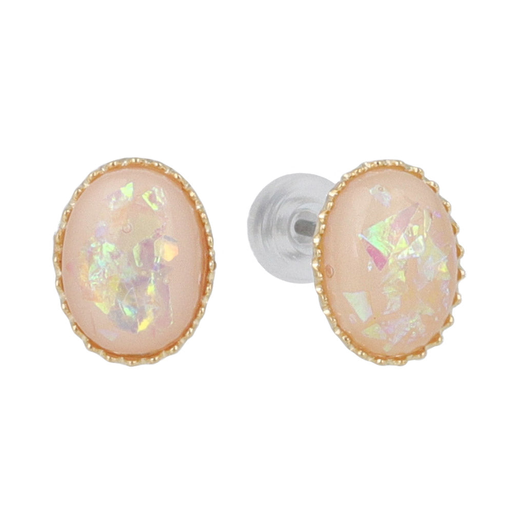 Oval Iridescent Stone Studs