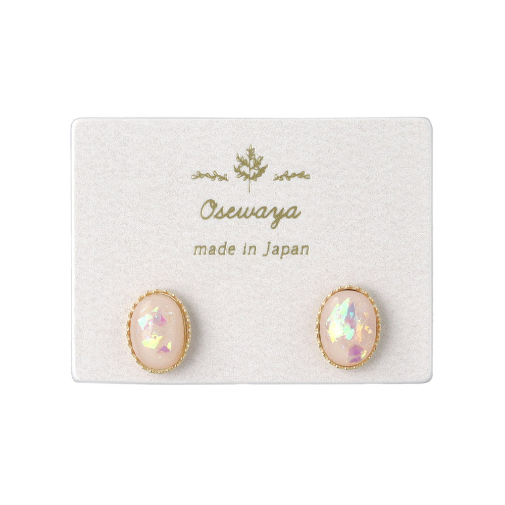 Oval Iridescent Stone Studs