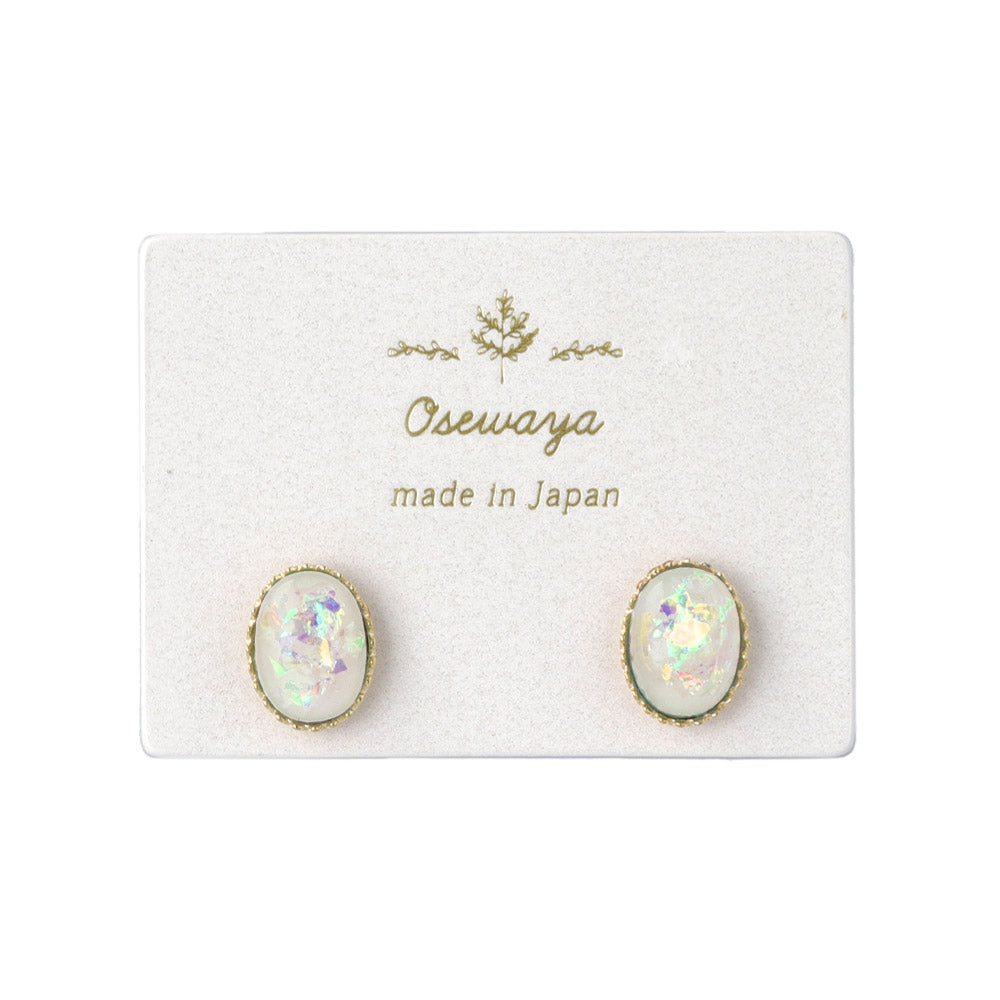 Oval Iridescent Stone Studs