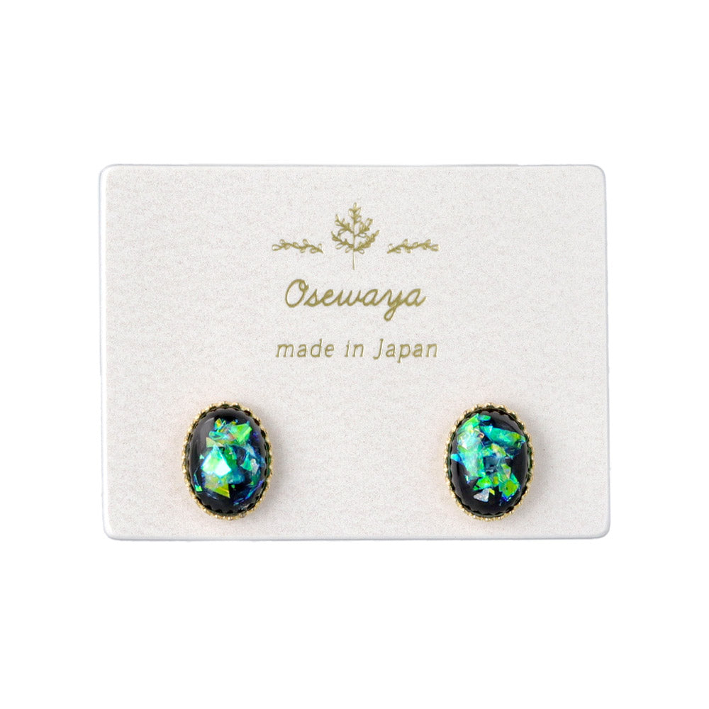 Oval Iridescent Stone Studs