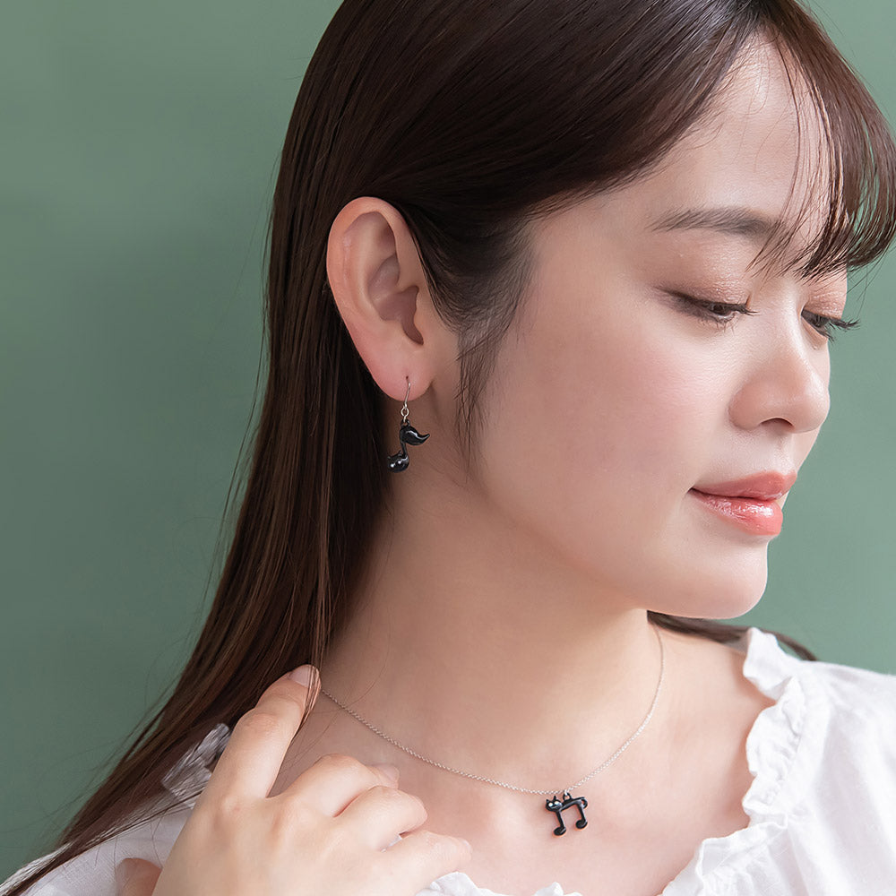 Catty Musical Note Drop Earrings