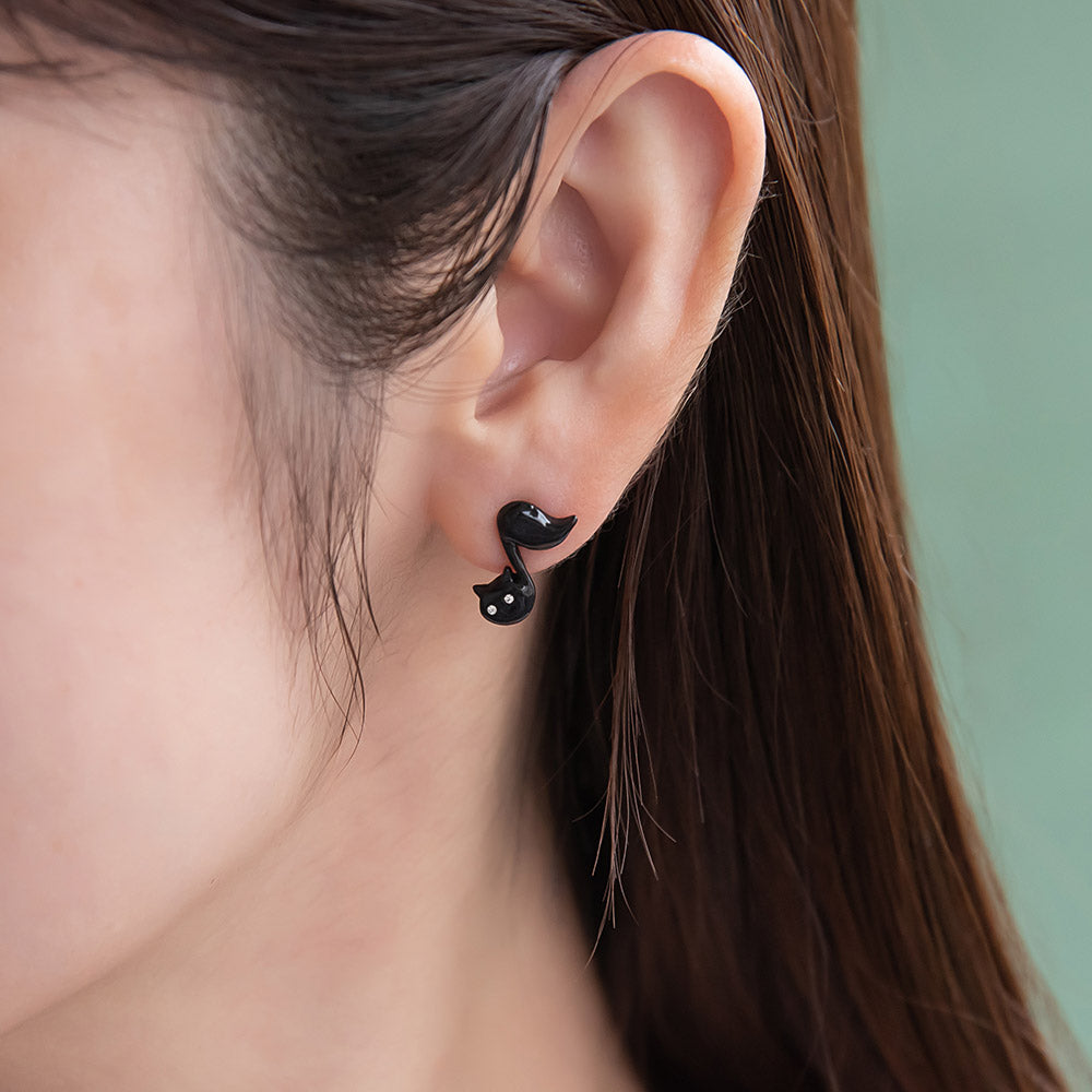 Catty Musical Note Stud Earrings