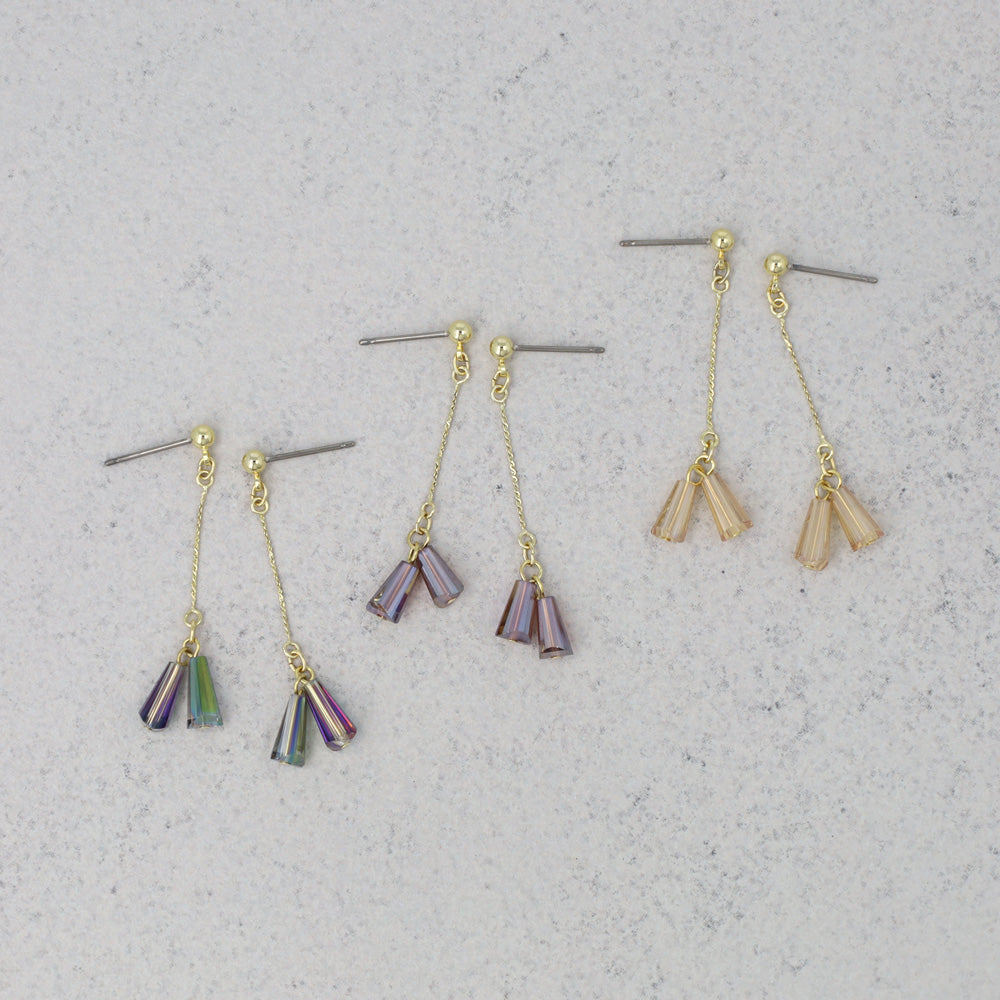 Irridescent Double Bead Drop Earrings