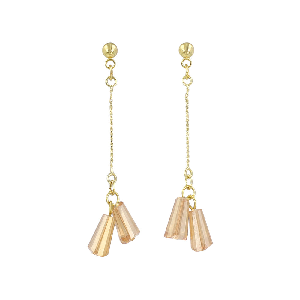 Iridescent Double Bead Drop Earrings
