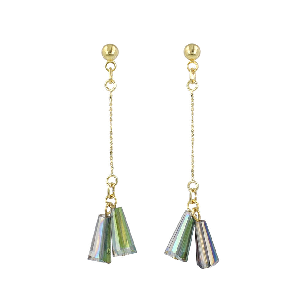 Iridescent Double Bead Drop Earrings