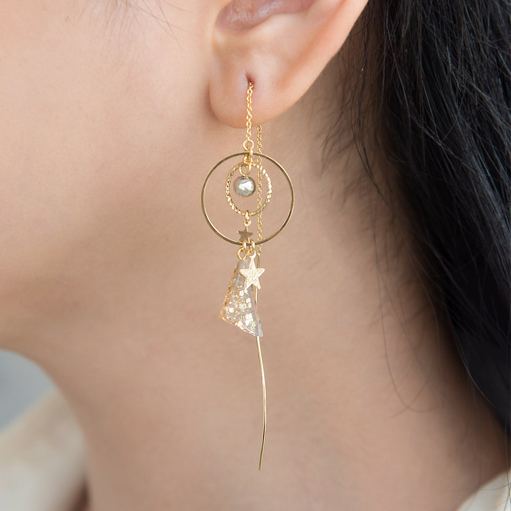 Celestial Drop Threader Earrings