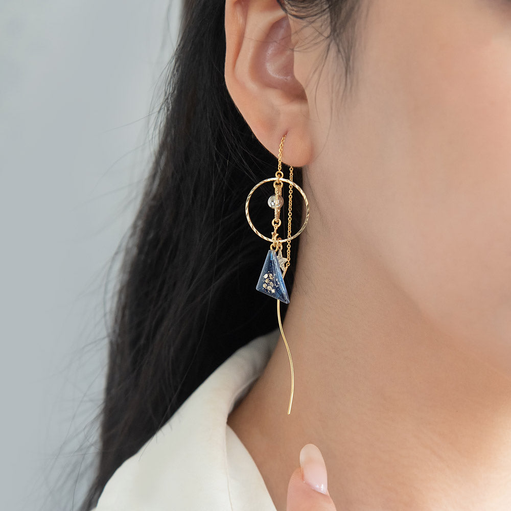 Celestial Drop Threader Earrings