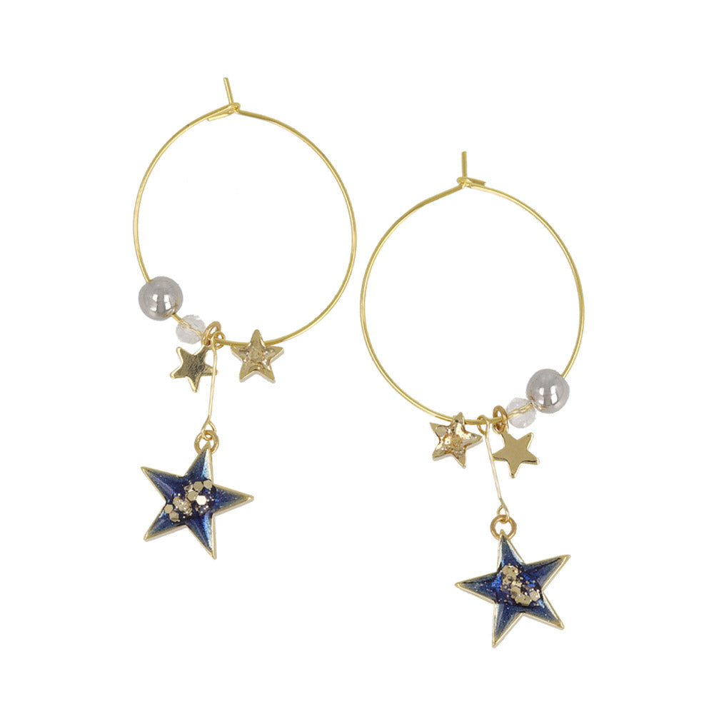 Starry Beaded Hoop Earrings