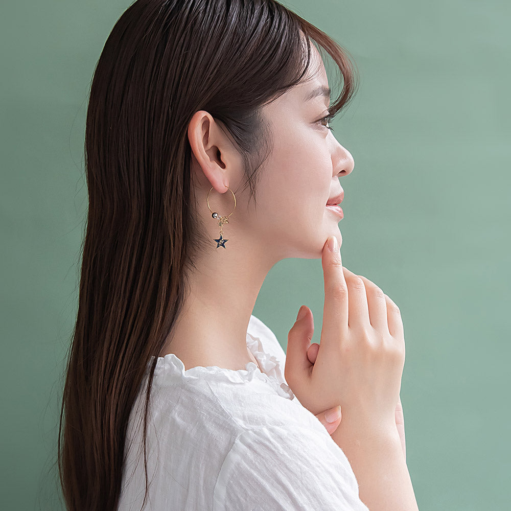Starry Beaded Hoop Earrings