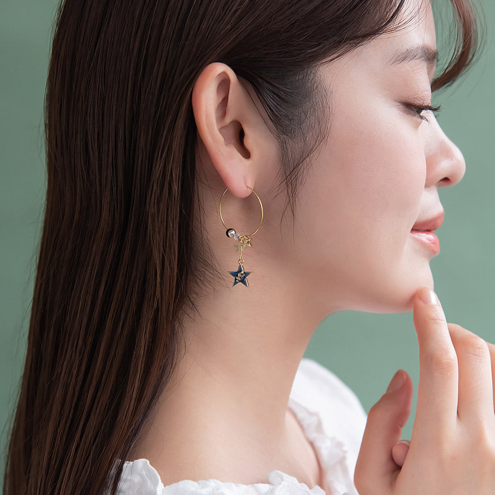 Starry Beaded Hoop Earrings