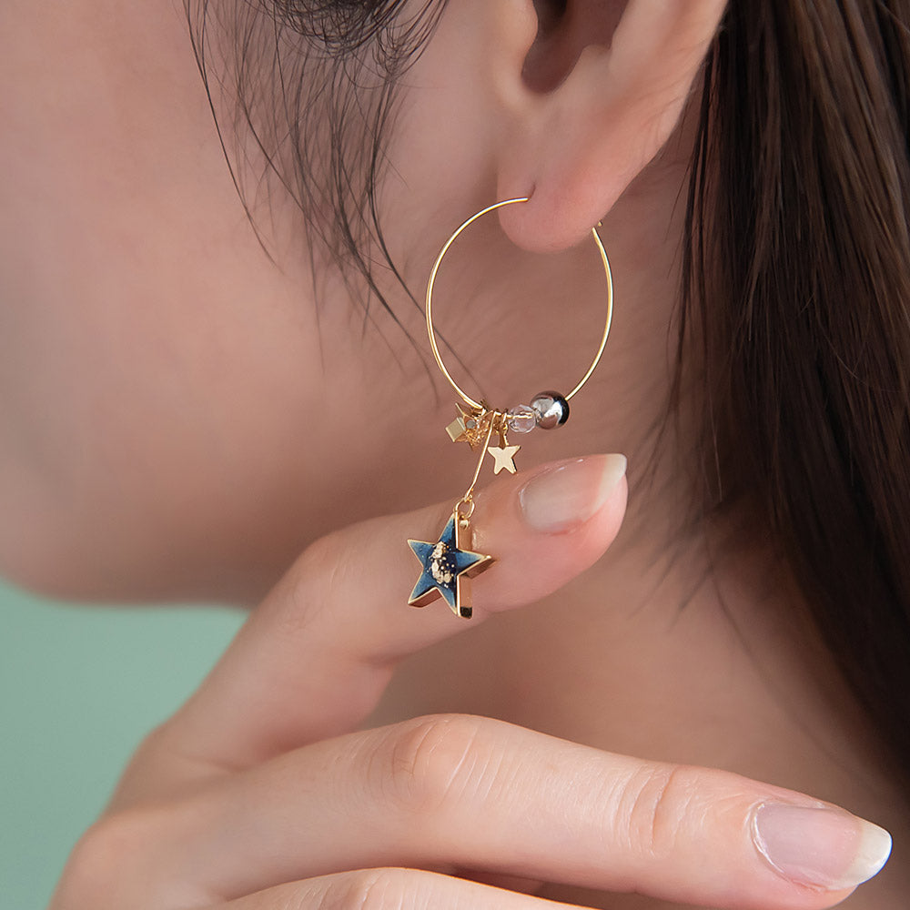 Starry Beaded Hoop Earrings