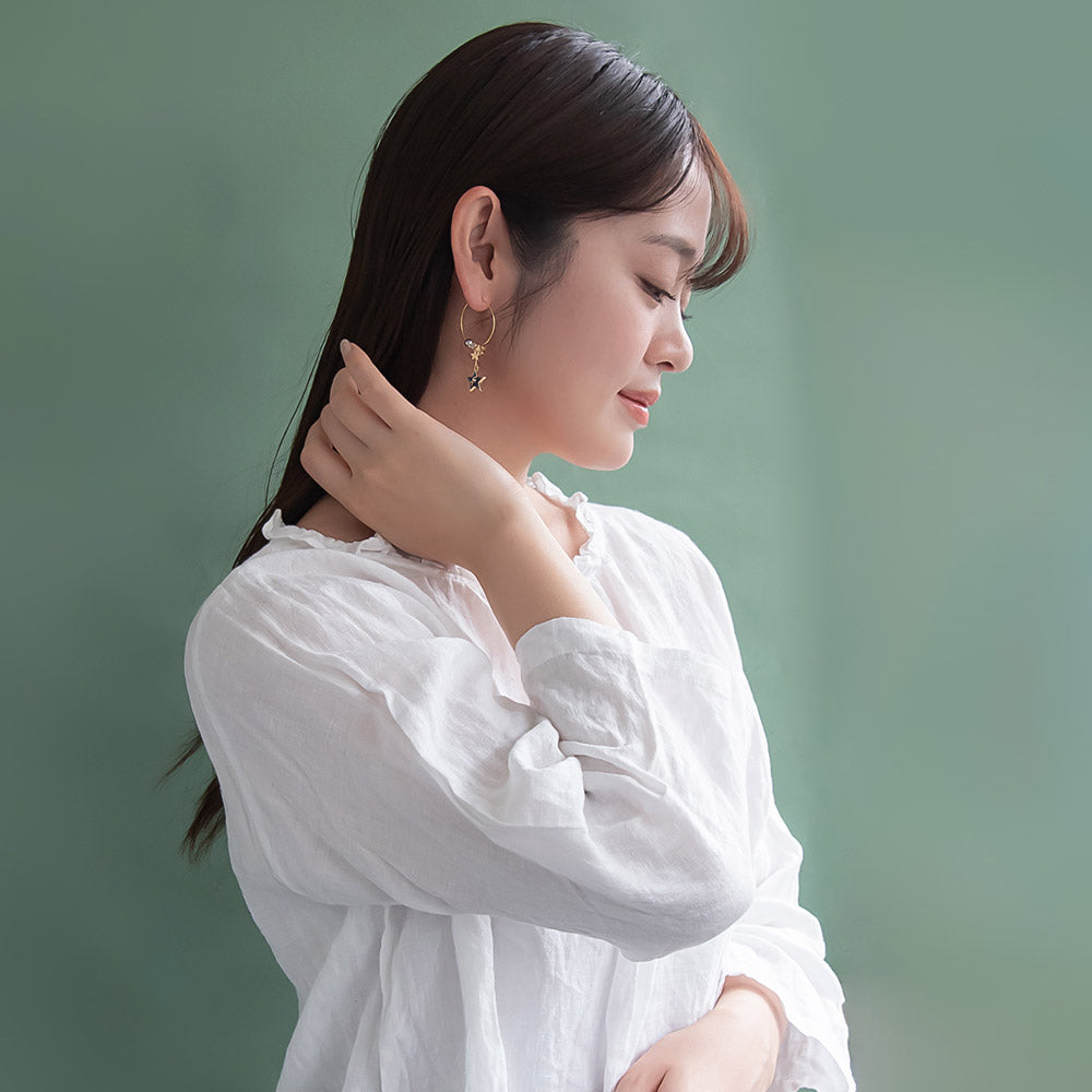 Starry Beaded Hoop Earrings