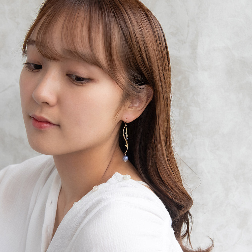 Blue Planet Linear Drop Earrings