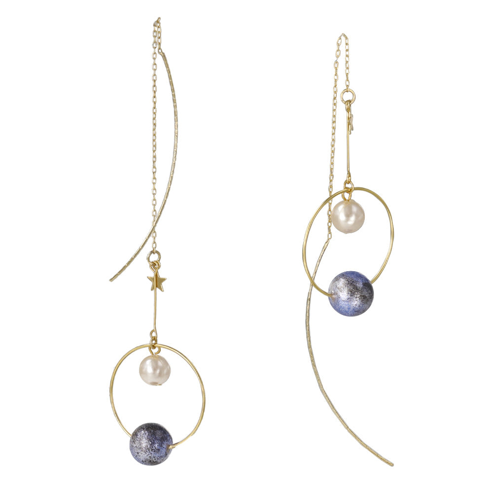 Planetary Drop Threader Earrings
