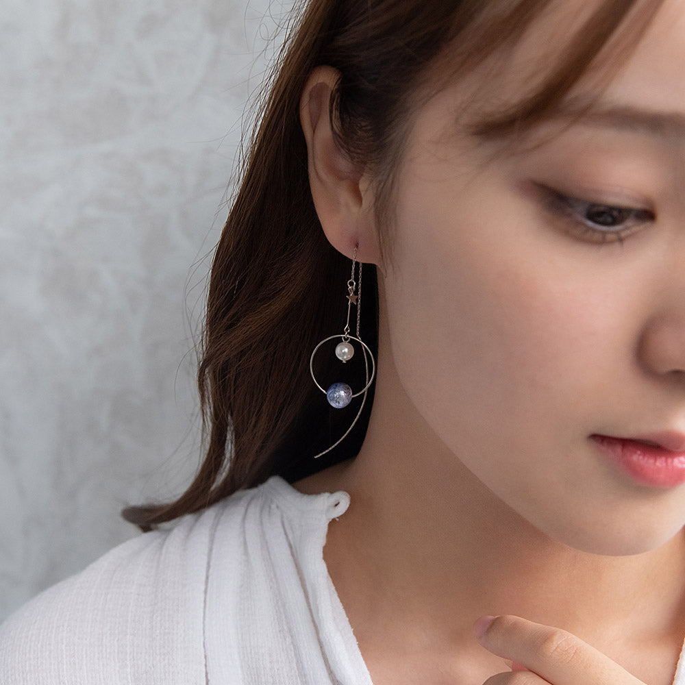 Planetary Drop Threader Earrings