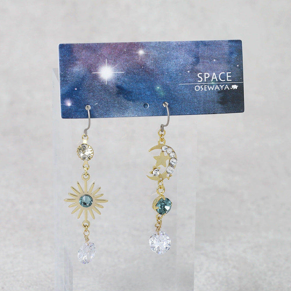 Sun and Moon Mismatched Drop Earrings