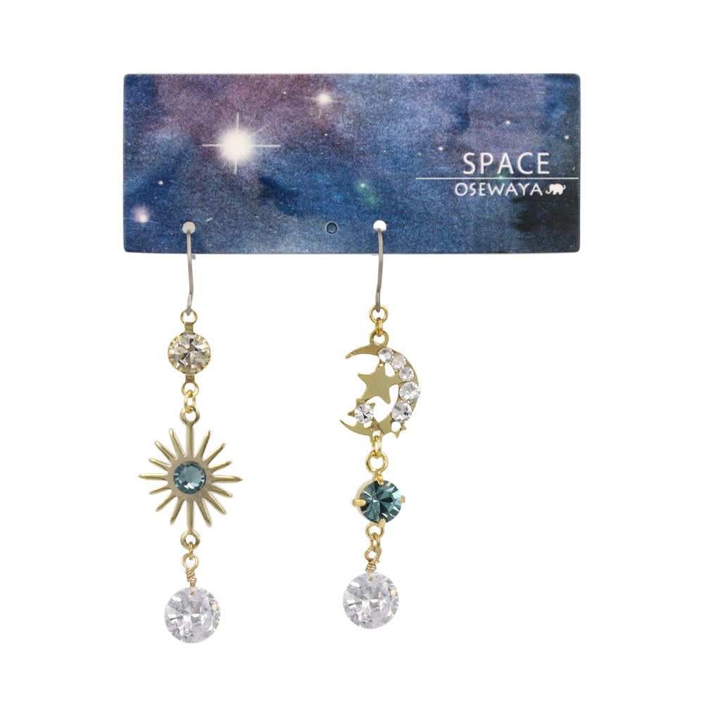 Sun and Moon Mismatched Drop Earrings
