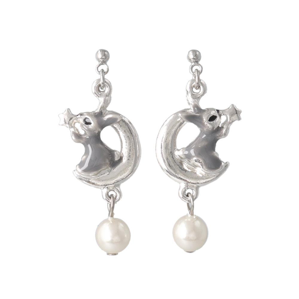 Moon Rabbit Pearl Drop Earrings